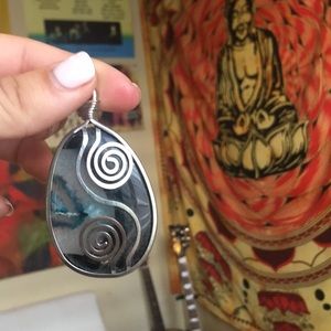 Handmade sliced geode pendant